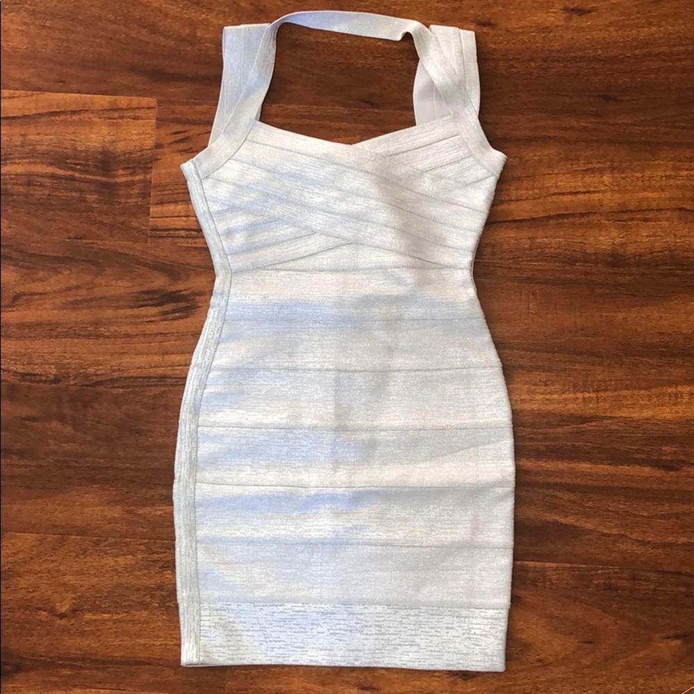 Herve Leger Iman metallic Bandage dress